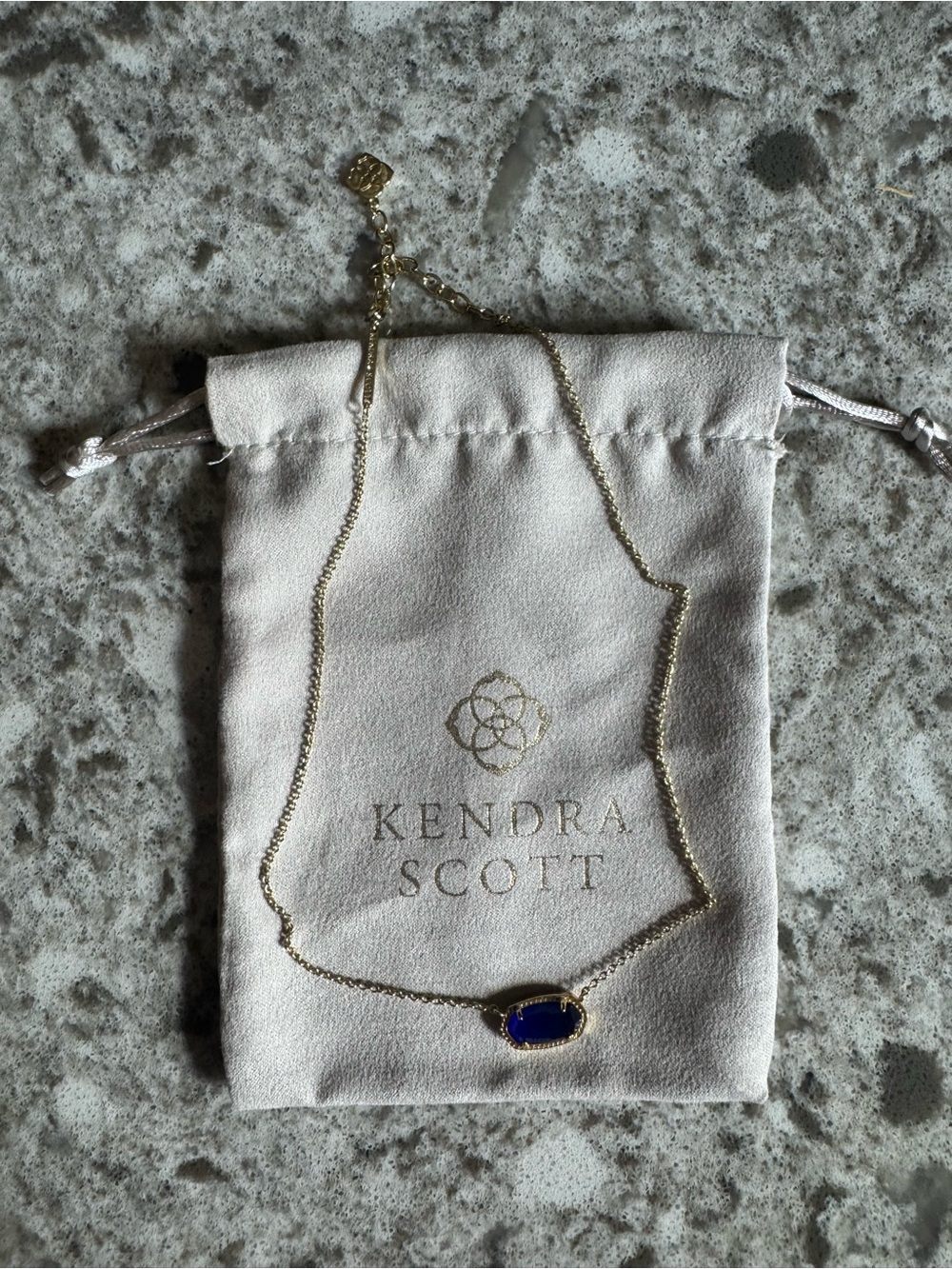 Kendra Scott Gold Necklace with Royal Blue Stone
